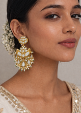 Load image into Gallery viewer, Gold Plated Pearl Chandbali Statement Earrings