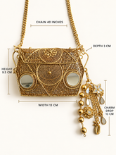 Load image into Gallery viewer, Gold Filigree Mini Bag with Detachable Tassel