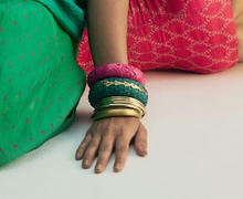 Load image into Gallery viewer, Pink & Turq Bangle Stack