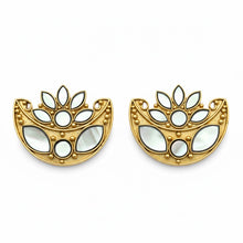 Load image into Gallery viewer, Gold Lotus Mirror Stud Earrings