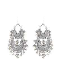 Load image into Gallery viewer, Silver Double Crescent Earrings