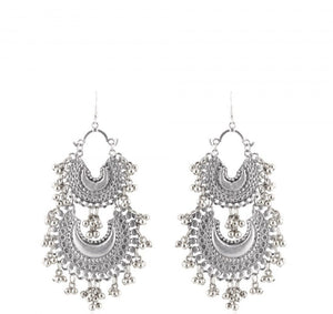 Silver Double Crescent Earrings