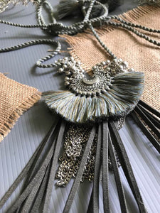 Baby Crescent Necklace with Fringe