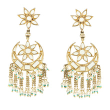 Load image into Gallery viewer, Star & Moon Gold Fringe Earrings