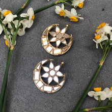 Load image into Gallery viewer, Gold Big Moon Mirror Earrings