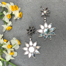 Load image into Gallery viewer, Silver Double Star Mirror Earrings