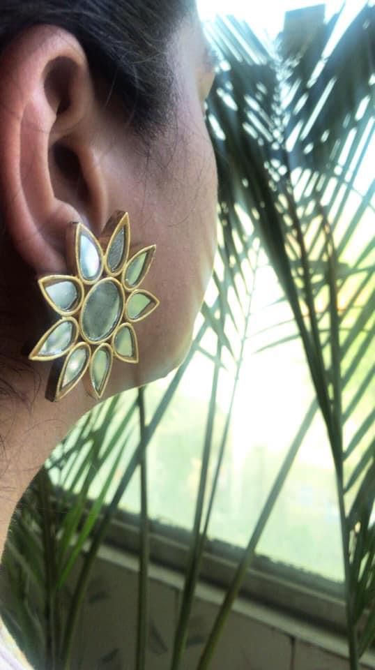 Gold Large Flower Earrings