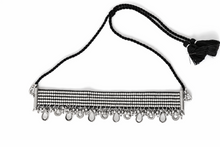 Load image into Gallery viewer, Silver Finish Mirror Work Choker with Black Dori
