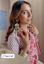 Load image into Gallery viewer, Masoom Minawala in our Triple Lotus Gold Earrings
