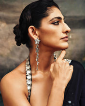 Load image into Gallery viewer, Kubra Sait in Our Silver Star Drop Earrings
