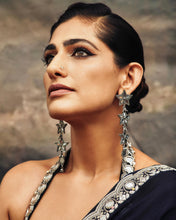 Load image into Gallery viewer, Kubra Sait in Our Silver Star Drop Earrings
