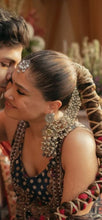 Load image into Gallery viewer, Kasturi Wagh in our Silver &amp; Pearl Filigree Maangtikka
