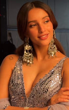 Load image into Gallery viewer, Tripti Dimri in our Triple Lotus Silver Earrings
