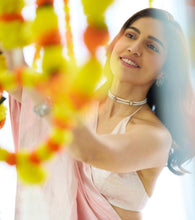 Load image into Gallery viewer, Bhumi. Pednekar in Our Baby Silver Earrings &amp; Choker Set
