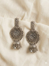 Load image into Gallery viewer, Masoom Minawala in our Silver Bada Ghungroo Jhumka Earrings
