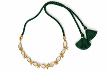 Load image into Gallery viewer, Mirror Work Choker Necklace with Green Dori Tassel
