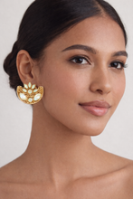 Load image into Gallery viewer, Gold Lotus Mirror Stud Earrings
