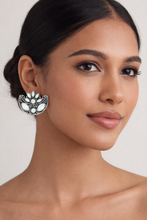 Load image into Gallery viewer, Silver Lotus Stud Earrings
