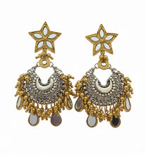 Load image into Gallery viewer, Star Top Mirror Mix Crescent Earrings
