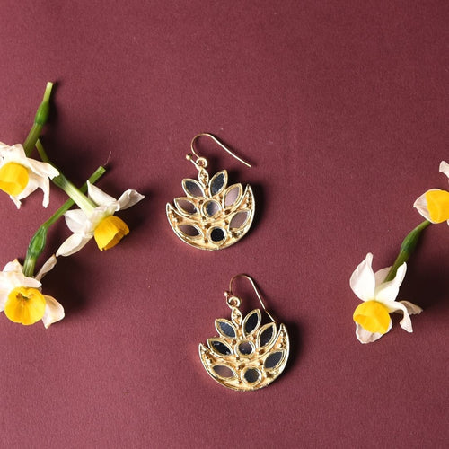 Buy Golden Lotus Earrings with Fish Hooks by RITIKA SACHDEVA at
