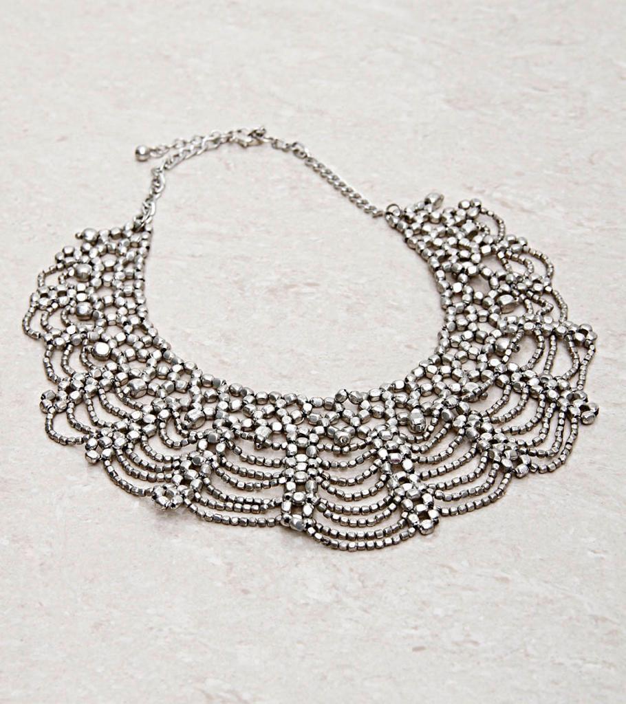 Mesh Wide Silver Collar Necklace Silver Mesh Choker, Silver Choker