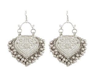 Silver Paan Ghungroo Earrings