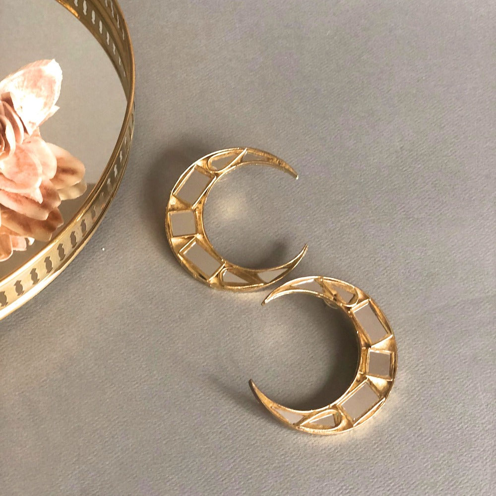 Gold Big Moon Earrings – Shop Ritika Sachdeva - Main Image