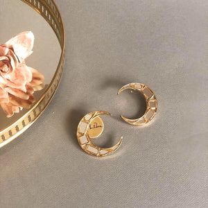 Gold Small Crescent Mirror Earrings