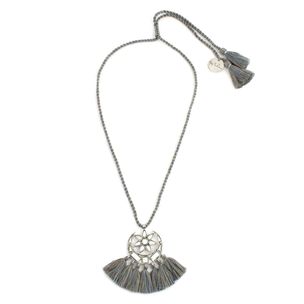 Grey Small Mirror Tassle Necklace
