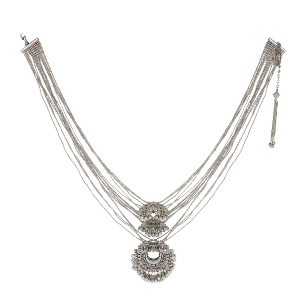 Silver Big Crescent With Ghungroo Necklace – Shop Ritika Sachdeva