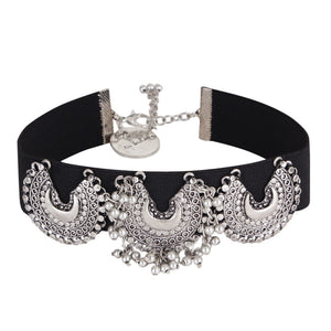 Triple Crescent Silver Choker