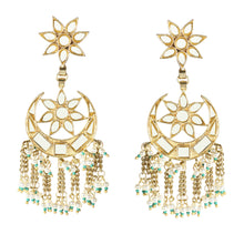 Load image into Gallery viewer, Star &amp; Moon Gold Fringe Earrings
