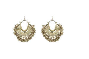 Gold Crescent Ghungroo Earrings