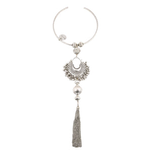 Crescent Ghungroo Fringe Collar Necklace