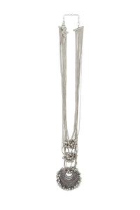 Silver Multi-Chain Crescent Necklace