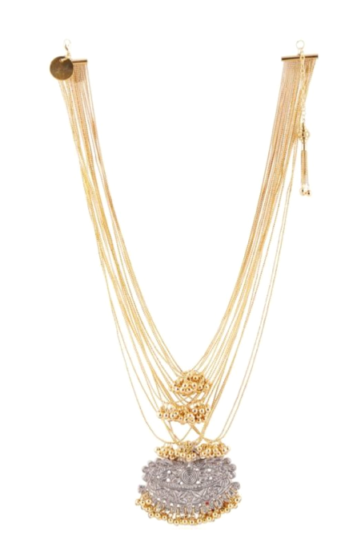 Gold Multi Chain Embossed Necklace