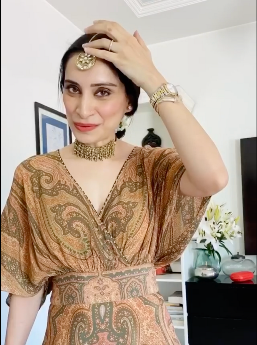 Amrita Thakur in our Gold Fringe Necklace