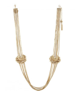 Gold Twin Crescent Chain Necklace
